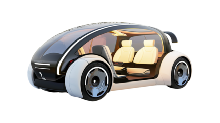 Driverless cars: Cars that use autonomous technology and autonomous driving systems. This eliminates the need for the driver to control himself and increases safety. white background