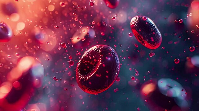 Red blood cells circulating in the blood vessels. Graphic for science learning. World Blood Donor Day, World Health Day.