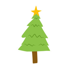 vector cartoon pine tree with star decoration