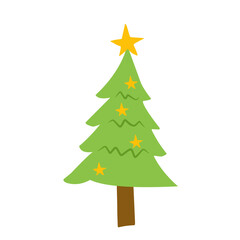 vector cartoon pine tree with star decoration