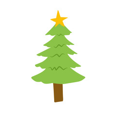 vector cartoon pine tree with star decoration