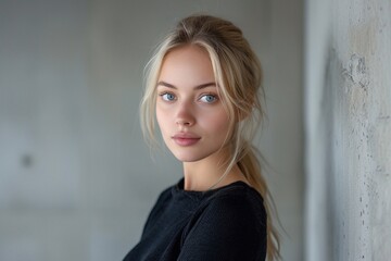 Fototapeta premium Beautiful female eyes with long eyelashes. Eyelash extensions. Makeup, cosmetics, beauty. Close up, macro