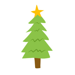 vector cartoon pine tree with star decoration