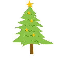 vector cartoon pine tree with star decoration