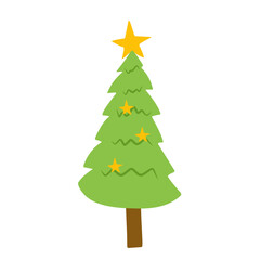 vector cartoon pine tree with star decoration
