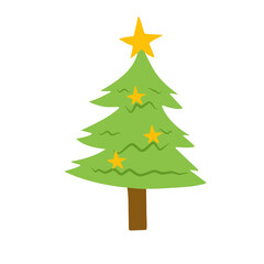 vector cartoon pine tree with star decoration