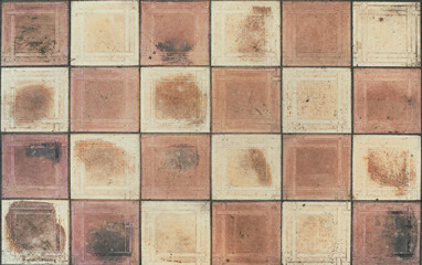 Old weathered floor tiles in the garden