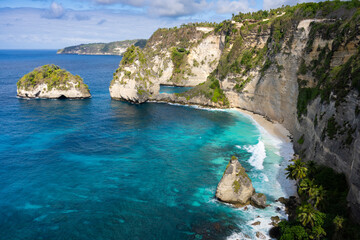 Scenic view of Diamond Beach in Nusa Penida, Bali, Indonesia.