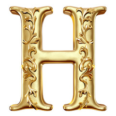 gold capital letter H with floral overlay