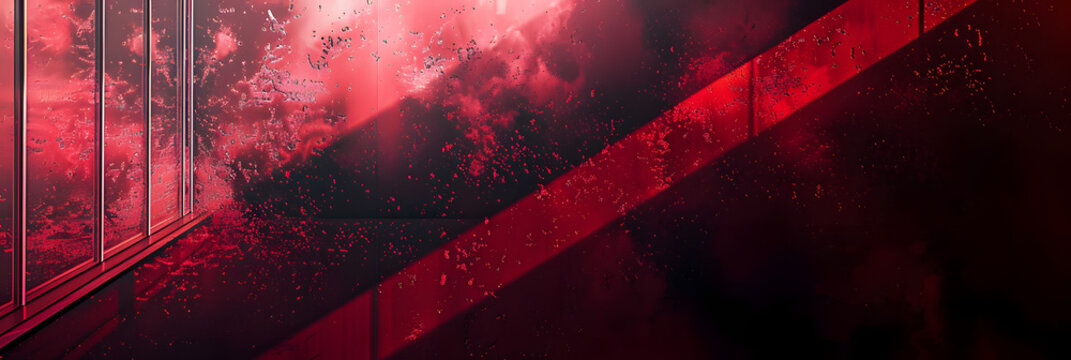A dramatic and striking color scheme of maroon and red sets the stage for a bold and intense visual experience