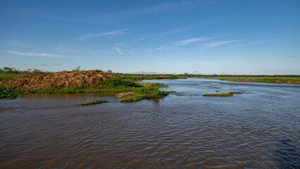 a water way with no one on it but the sky