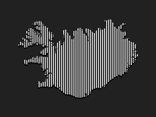 Abstract map Iceland, parallel grey lines