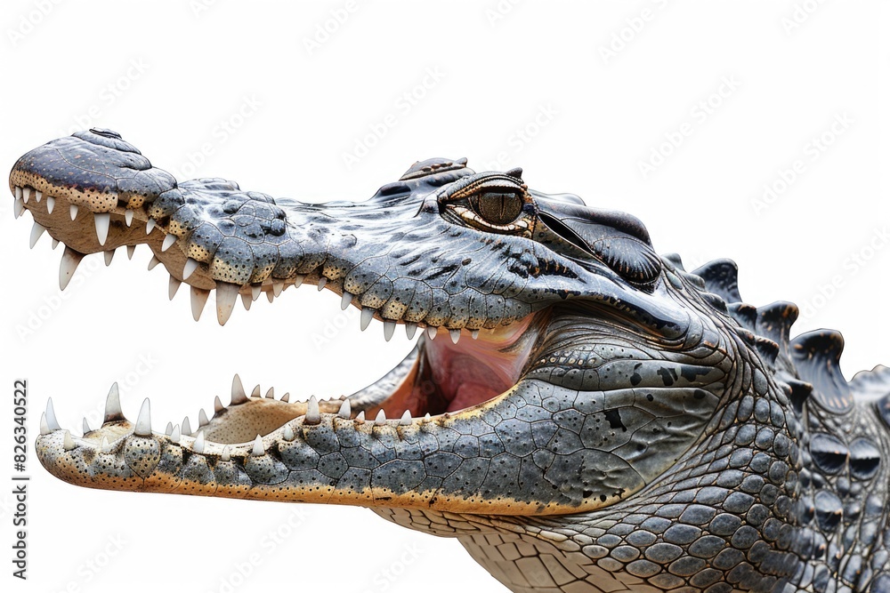 Poster close up of an alligator with its mouth open, suitable for wildlife or danger concepts