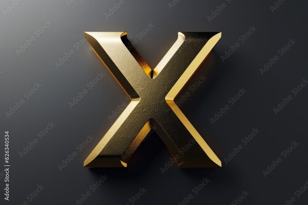 Poster simple and elegant gold x sign on a black background. perfect for design projects and presentations