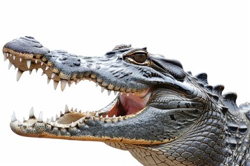 Obraz premium Close up of an alligator with its mouth open, suitable for wildlife or danger concepts