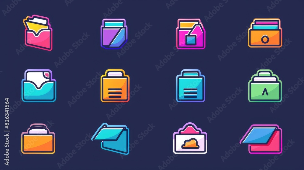 Leinwandbilder various colored icons on a dark backdrop. suitable for web design projects