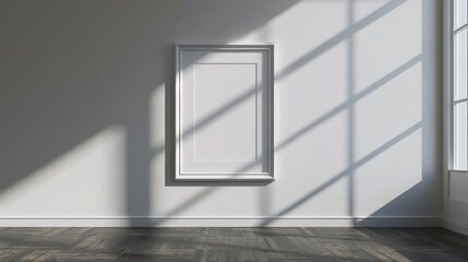 Blank frame on a white wall background