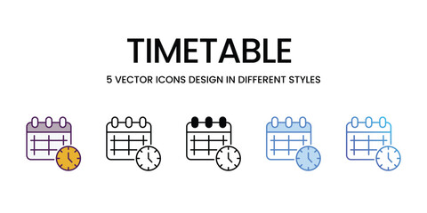Timetable icons vector set stock illustration.