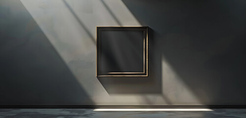 Gallery of minimalism showcasing a solitary empty frame under a discreetly positioned spotlight.
