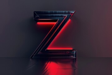 Bright red letter Z illuminated in the dark, perfect for signage or advertising