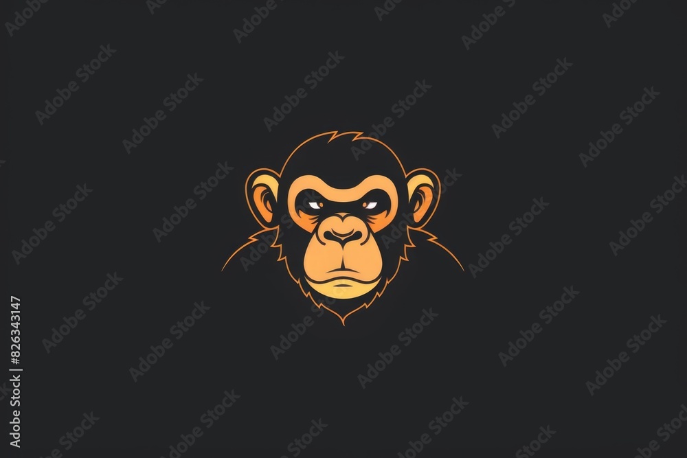 Poster a close-up image of a monkey head on a black background. suitable for animal themes