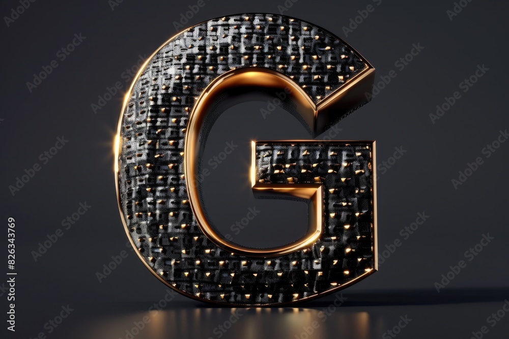 Poster Stylish letter G made of black and gold squares, suitable for branding and design projects