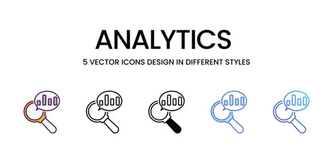 Analytics icons vector set stock illustration.