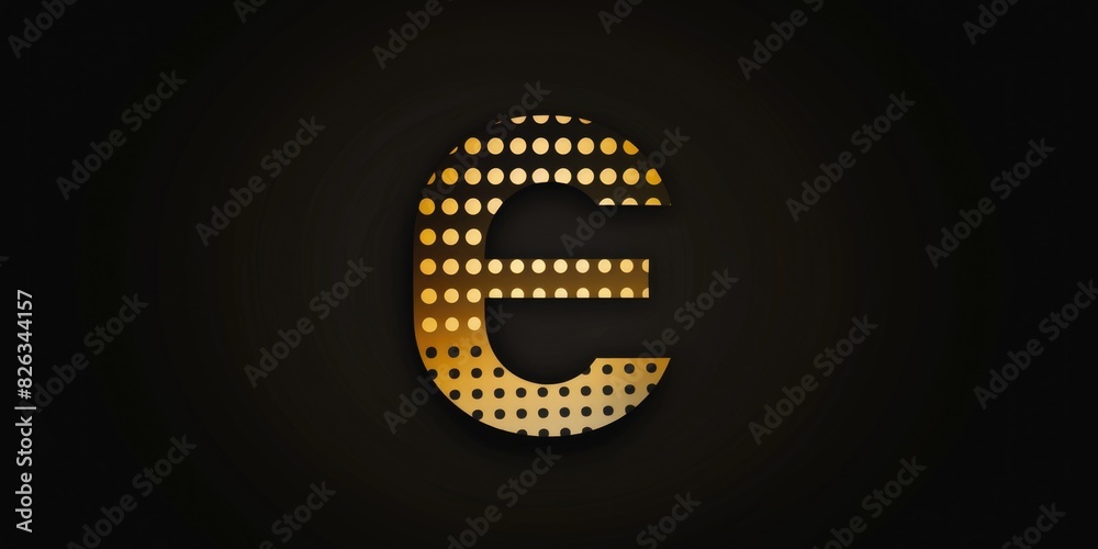 Poster a illuminated letter e on a dark backdrop. ideal for graphic design projects