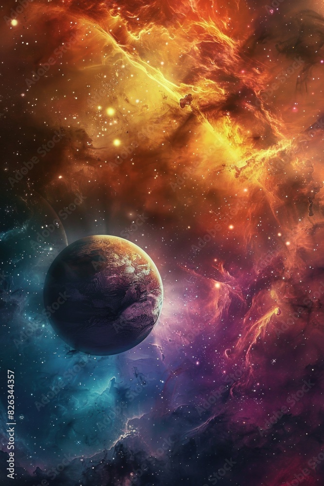 Aufkleber a stunning view of planets and stars in space. perfect for science and astronomy projects
