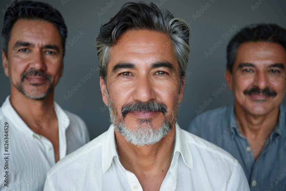 Poster three men standing side by side. suitable for business concepts