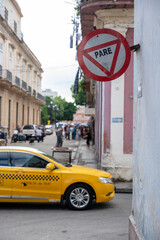 Stop Sign on a Street at Havana, Cuba