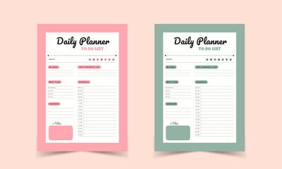 To do list, daily love planner, bullet journal planner template with hearts, vector illustration	