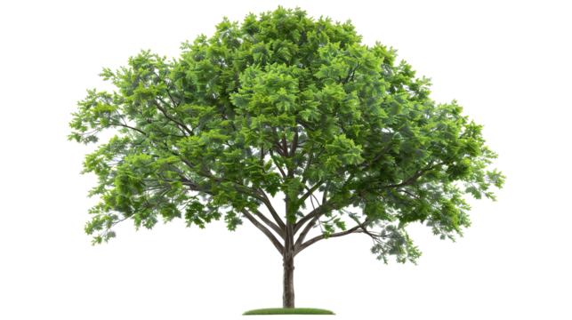 Isolated green tree on white background, forest and summer foliage for both print and web page with clipping path and alpha channel.