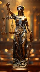 Fototapeta premium Close-Up of Lady Justice Holding Scales and Sword, Representing Impartiality