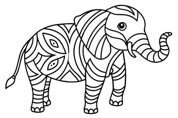 Thai pattern elephant black on white background