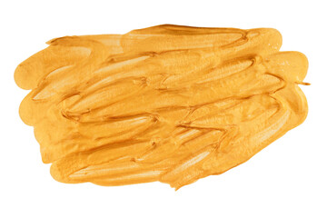 Yellow oil texture paint stain brush isolated on a transparent background