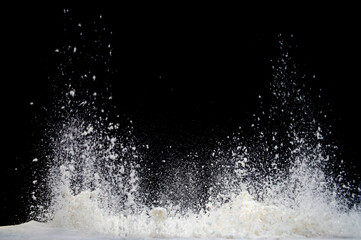 Milk Splashing Against Black Background in High-Speed Photography