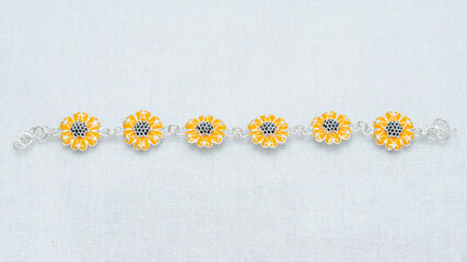 Silver jewelry display on white background