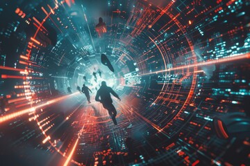 Obraz premium cybersecurity professionals protecting security of data from malware and virus visual representation