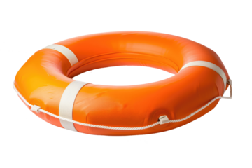 orange life buoy isolated on white or transparent png