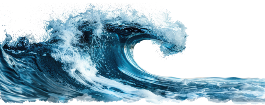 water wave splashing isolated on white or transparent png