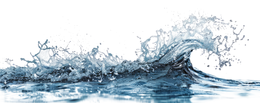 water wave splashing isolated on white or transparent png