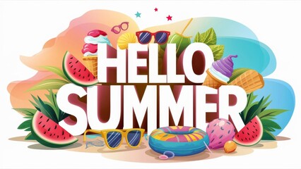 Fototapeta premium Hello Summer Greeting Card
