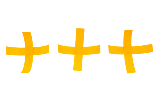 Plus yellow isolated on a transparent background - Powered by Adobe