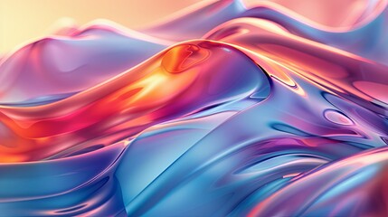 Obraz premium 3D abstract background featuring undulating, colorful waves and reflections