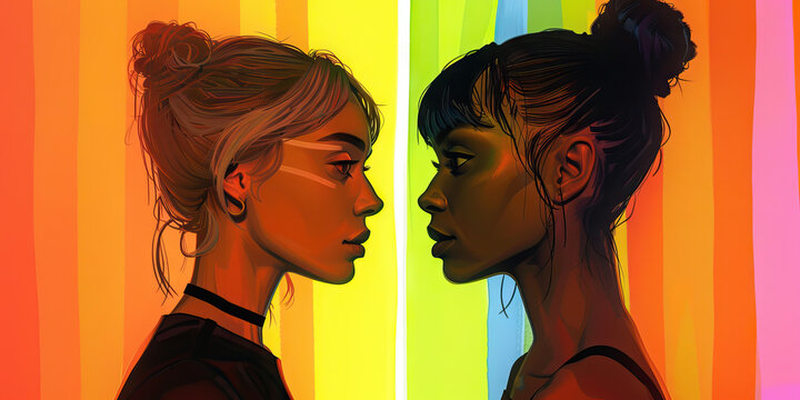 Intersectionality rainbow relationships with different people of gender fluid backgrounds.