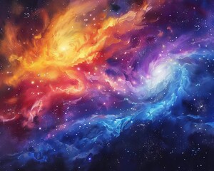 Fototapeta premium The image is an abstract painting of a nebula