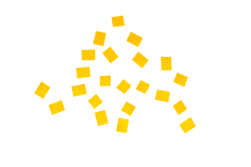 Yellow sticky papers on a wall isolated on a transparent background
