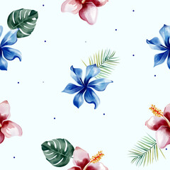 Summer seamless pattern of orchid. Watercolor flower background. Floral pattern