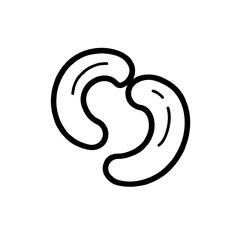 Obraz premium Cashew Nuts Icon in Minimalist Outline Style